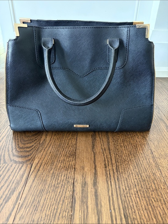 Rebecca Minkoff Handbags - Rebecca Minkoff Black Satchel with Gold Corner Accents